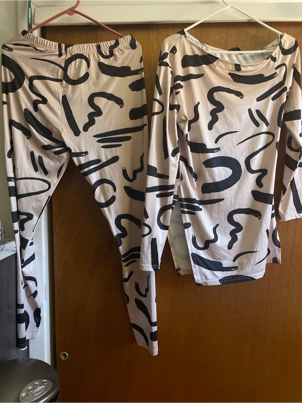 Women’s Light Pink Abstract Print Pantsuit Set